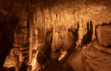 Unreal natural beauty of the Sorek stalactites cave in the Judean Mountains near the Beit Shemesh in the Israel