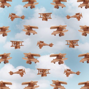 Modayı takip eden tahta uçaklar oyuncaklar konsepti