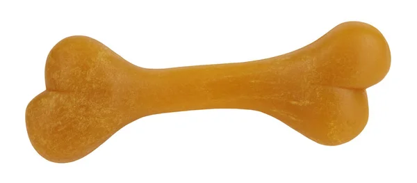  Köpek kemiği bej oyuncak, beyaz arka planda mükemmel izole edilmiş.                              