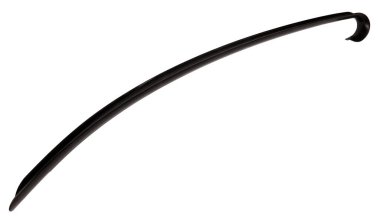 Uzun siyah ayakkabı çekeceği ya da beyaz arka planda izole edilmiş plastik ayakkabı kaşığı                               