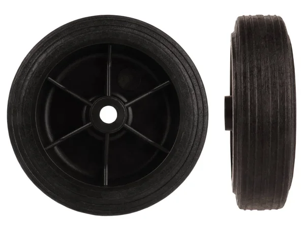 Black Plastic Wheel Tire Isolated White Background — Stock Photo, Image