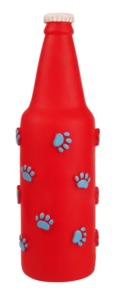 Jouet Bouteille Plastique Rouge Pour Chiens — Photo