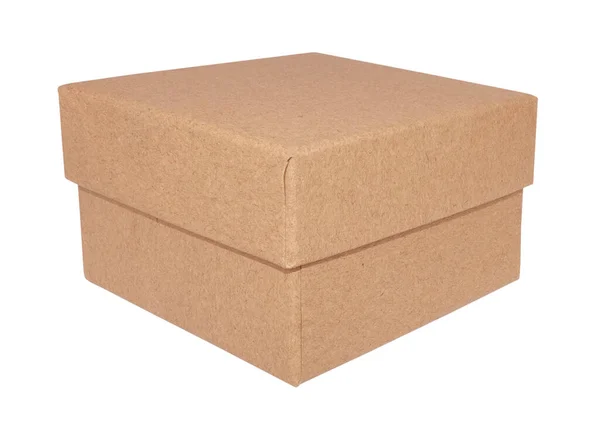 Caja Cartón Simple Contenedor Cerrado Aislado Sobre Fondo Blanco — Foto de Stock