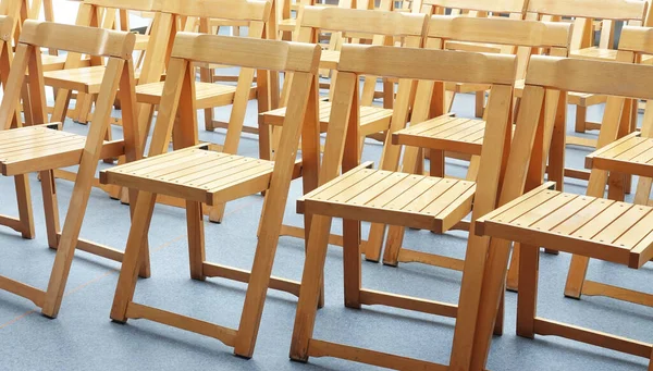 Chaises Bois Vides Sièges Meubles Pour Événement — Photo