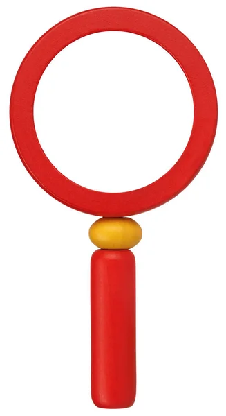 Röd Förstoringsglas Förstoringsglas Isolerad Vit Bakgrund — Stockfoto