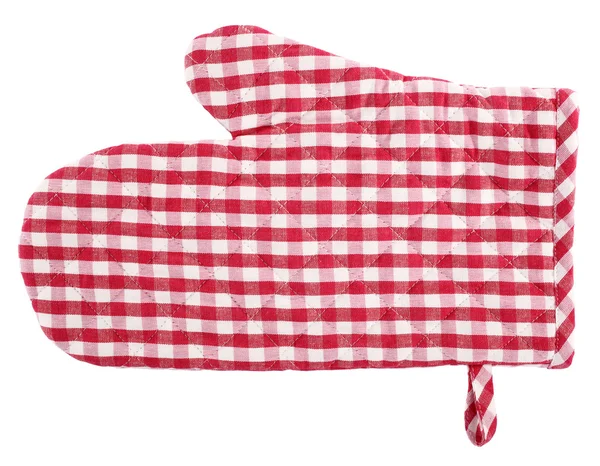 Manta branca de forno luva vermelha — Fotografia de Stock