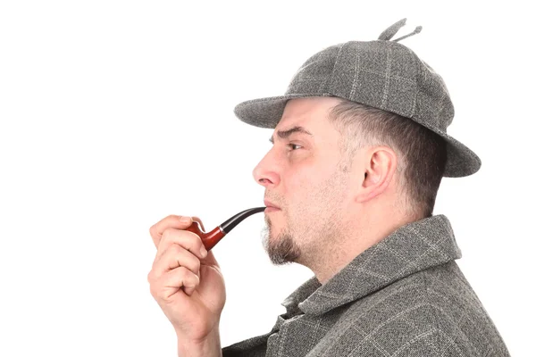 Homem Está Fumando Cachimbo — Fotografia de Stock