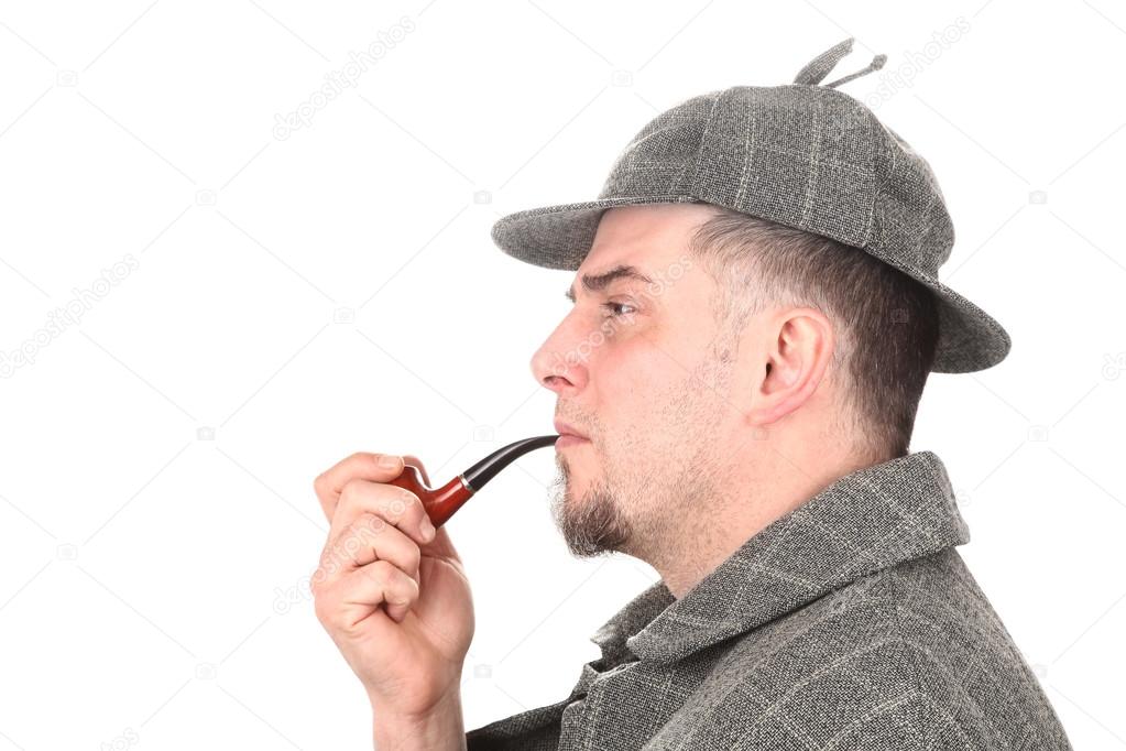 Man is smoking pipe