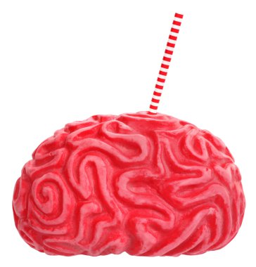 Brain with drinking straw clipart
