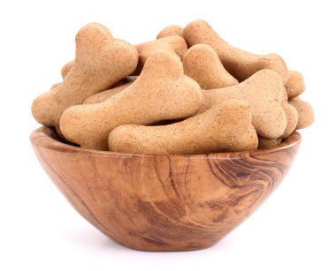 Ahşap kase gevrek köpek bisküvi