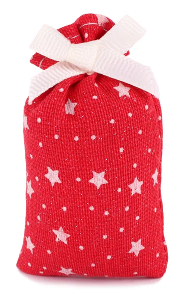 Подарочный Мешок Ткани Красный Белыми Звездами — стоковое фото