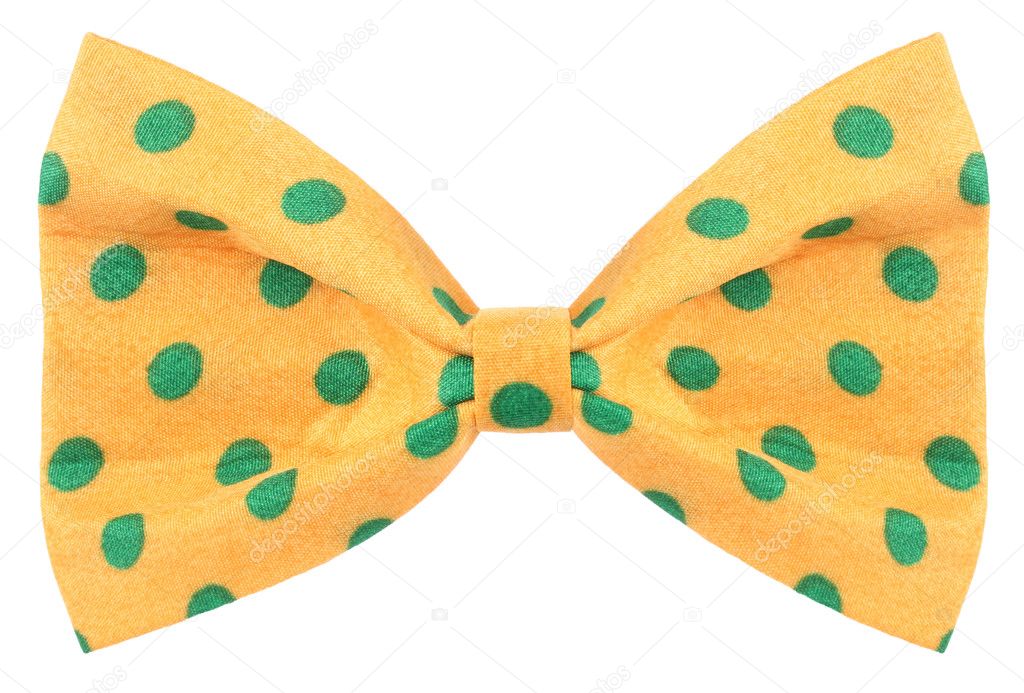 Yellow bow tie with green dots