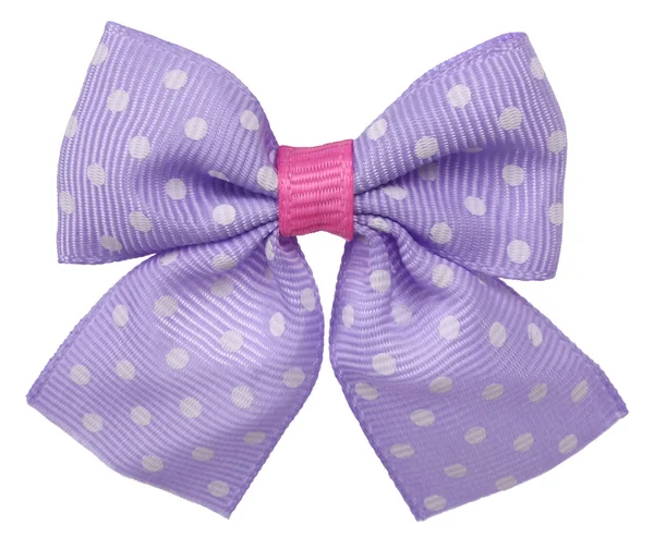 Dotted hair bow tie lilac with white spots — Stock Photo, Image