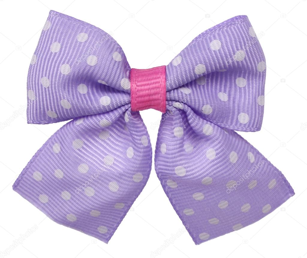 Dotted hair bow tie lilac with white spots
