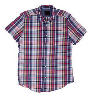Man's blue red cotton plaid shirt clipart