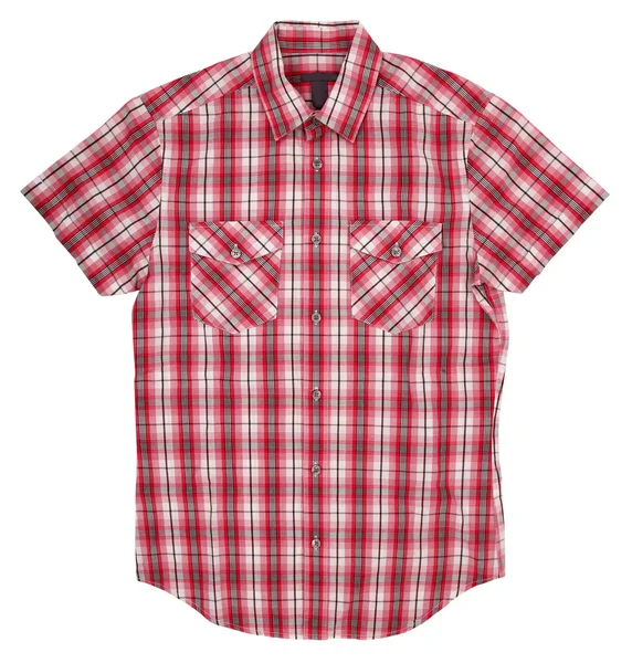 Man's rood witte katoenen plaid shirt — Stockfoto