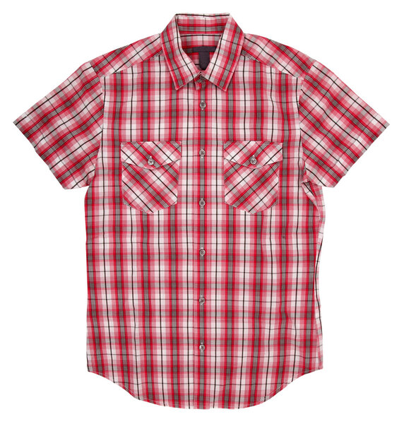 Man's red white cotton plaid shirt