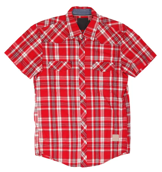 Camisa a cuadros de algodón blanco rojo del hombre — Foto de Stock