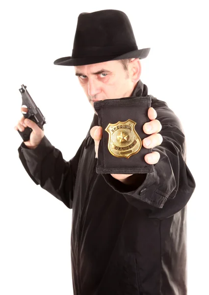 Полицейский Держит Значок — стоковое фото