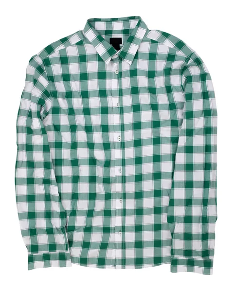 Camisa a cuadros de algodón verde del hombre — Foto de Stock