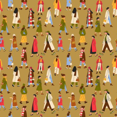 Şık Kış Kıyafetlerindeki Kusursuz İnsanlar Şablonu