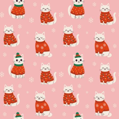 Tatlı Noel Kedileri Süveter desenli