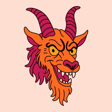 Kızgın İfadeli Vahşi Çizgi Roman Keçi Başı