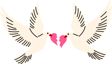 Kırık Kalpli İki Güvercin Sembolü