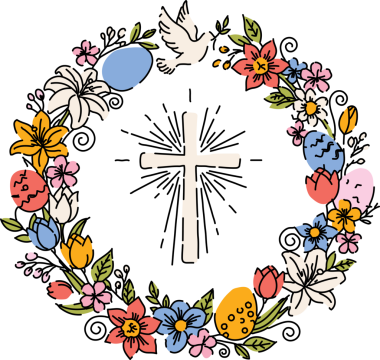 Christian Cross Dove ve Eggs Illustration ile Paskalya Çiçeği