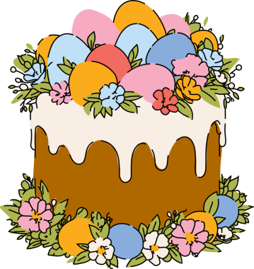 Buzlu ve dekoratif yumurtalı geleneksel Paskalya Keki