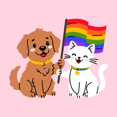 Gururlu Köpek ve Gökkuşağı Bayraklı Kedi