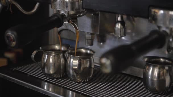 Vintage Coffee Machine Making Double Espresso Stock Video Vintage Coffee Machine Making Double Espresso Stock Video