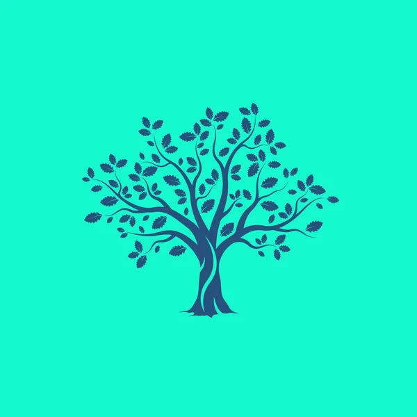 Silueta de árbol sobre fondo verde — Vector de stock