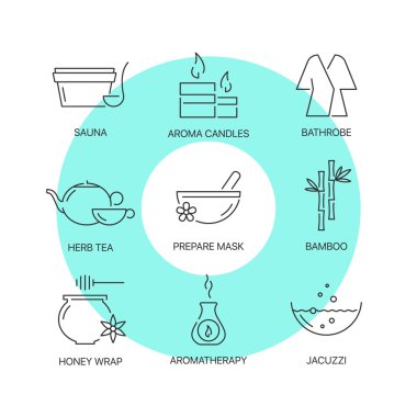 Spa ince çizgi Icons set.