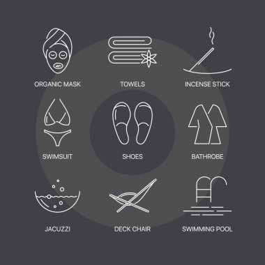 Sigorta primi spa ince çizgi Icons set 