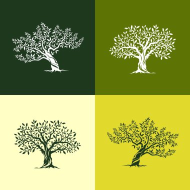 zeytin ağacı siluet simgeler kümesi