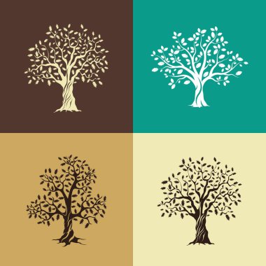 meşe ağaçları kümesi siluet