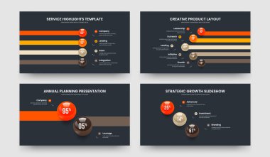 Piyasa Planlama 4-5-2-3 Seçenek Slayt Gösterisi Şablon Çizimi İş Kampanyası 4523 Element Slayt Tasarım Koleksiyonu.