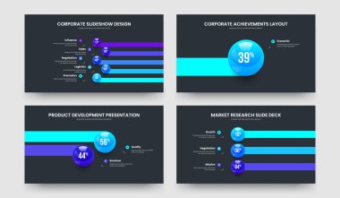 Yatırımcı Raporu Beş Bir İki Üç Element Kaydırma Şablonu Vektör Resimleri Koleksiyonu. Basit İçgörü 5123 Adım Diyagram Slayt Gösterisi Düzeni Paketi.