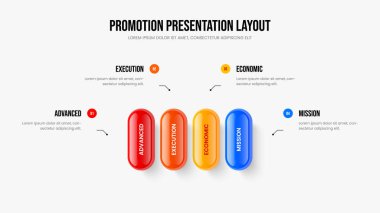 Danışmanlık Portföyü 4 Element Diyagramı Kaydırma Düzeni. Dört Adım Bilgi Slayt Gösterisi Şablonu Projesi. Dijital Teklif Sunumu Tasarım Vektörü İllüstrasyonu.