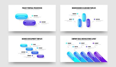 Şirket Portföyü İki Üç Dört Beş Seçenek Diyagramı Sunum Düzeni Vektör İllüstrasyon Paketi. Ürün Planlama 2345 Adım Bilgi Çerçeve Tasarımı.
