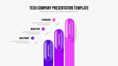 İş Girişimi Üç Adım Bilgi Kaydırma Düzeni. Proje Analiz Çerçeve Şablonu Vektör İllüstrasyonu. Ürün Önerisi 3 Element Diyagramı Sunum Tasarımı.
