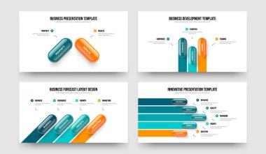 Kurumsal İnceleme 2345 Seçenek Slayt Gösterisi Tasarım Paketi. Modern Çözüm 2-3-4-5 Element Diyagramı Çerçeve Düzeni Vektör Çizimi.