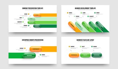 Görselleştirme 4-5-2-3 Element Diyagramı Sunum Şablonu Vektör Resimleri Paketi. Yatırımcı Genel Görünümü 4523 Adım Bilgisel Çerçeve Düzeni Ayarları.
