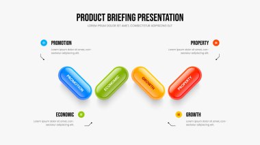 Modern Rapor Dört Adım Diyagram Düzenleme. Yaratıcı Fırlatma Slayt Gösterisi Tasarım Vektörü İllüstrasyonu. Satışlar Giriş 4 Element Bilgisel Sunum Şablonu.