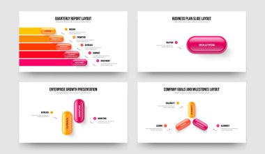 Financial Briefing 5 1 2 3 Option Diagram Presentation Layout Collection. Consulting Overview Five One Two Three Step Infographic Slideshow Design Vector Illustration Bundle.
