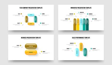 Market Visualization 4 5 2 3 Option Infographic Frame Template Set. Company Analysis Four Five Two Three Element Diagram Slide Design Vector Illustration Collection.