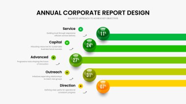 Business Portfolio Five Element Diagram Frame Layout. Elegant Review Presentation Template Vector Illustration. Company Introduction 5 Step Infographic Slide Design.