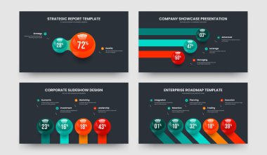 Creative Overview 2 3 4 5 Option Infographic Frame Template Collection. Marketing Portfolio Two Three Four Five Step Graph Slide Design Vector Illustration Set.