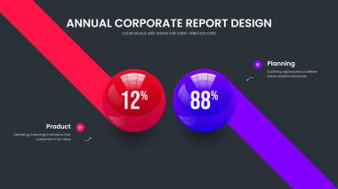 Professional Strategy 2 Element Infographic Slideshow Design. Consulting Report Two Option Diagram Presentation Layout. Investor Introduction Slide Template Vector Illustration.